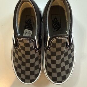 Vans Kids Black and Gray Checkered Slip-On Sneakers